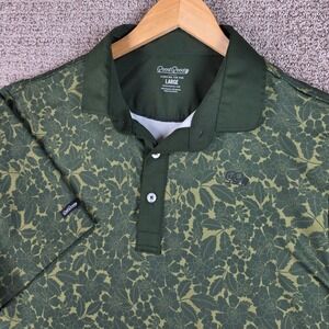 Good Good Golf Men's Green Floral Print Polo Shirt Short Sleeve Size Large